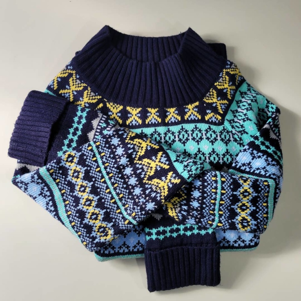 NY & Co | Fair Isle Ribbed Mock Neck Sweater | Small